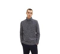 TOM TAILOR Herren 1033663 Rollkragenpullover mit Muster, 30640 - Dark Blue Grey Fancy Structure, L