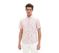 TOM TAILOR Herren 1036222 Kurzarm-Hemd mit Palmen-Muster, 31802-Pink Tonal Big Leaf Design, S
