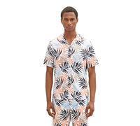 TOM TAILOR Herren 1036232 Sommer-Hemd mit Muster, 31837-Orange Colorful Leaf Design, L