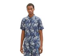 TOM TAILOR Herren 1036232 Sommer-Hemd mit Muster, 31839-Navy Tonal Leaf Design, XXL
