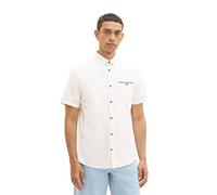 TOM TAILOR Herren 1036236 Chambray Kurzarm-Hemd mit Brusttasche, 10332-Off White, 3XL