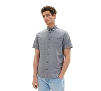 TOM TAILOR Herren 1036236 Chambray Kurzarm-Hemd mit Brusttasche, 28941-Navy, M