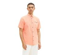 TOM TAILOR Herren 1036236 Chambray Kurzarm-Hemd mit Brusttasche, 31850-Orange White, S