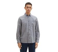 TOM TAILOR Herren 1036237 Comfort Fit Hemd mit Verstellbarer Ärmellänge, 28941-Navy Chambray, M
