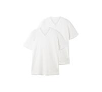TOM TAILOR - Basic T-Shirt im Doppelpack mit V-Ausschnitt White L