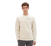 TOM TAILOR Herren 1037818 Basic Sweatshirt mit Schrift-Print, 18623-vintage beige Melange, XL