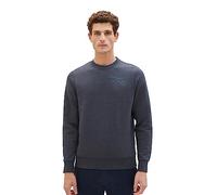 TOM TAILOR Herren 1037818 Basic Sweatshirt mit Schrift-Print, 19024-sky Captain Blue White Melange, XL