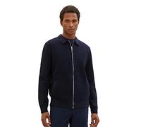 TOM TAILOR Herren 1038196 Strickjacke mit Reißverschluss im College-Stil, 13160-Knitted Navy Melange, L