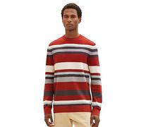 TOM TAILOR Herren 1038200 Strickpullover mit Streifen aus Baumwolle, 32766-red Knitted Multi Stripe, XXL