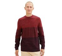 TOM TAILOR Herren 1038212 Crewneck Strickpullover aus Baumwolle, 32795-red Multi Structure Design, L