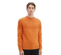 TOM TAILOR Herren 1038221 Strick-Pullover aus Baumwolle, 32243-tomato Cream orange, S