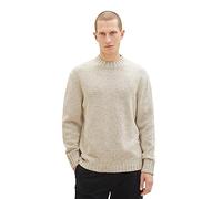 TOM TAILOR Herren 1038236 Comfort Fit Mouliné Strick-Pullover, 32734-beige Alfalfa Fancy Structure, XL