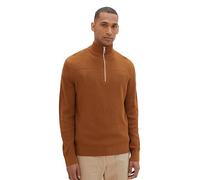 TOM TAILOR Herren 1038315 Strukturierter Strick-Pullover mit Troyer-Kragen, 30313-equestrian Brown Melange, XL