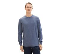 Tom Tailor Herren Pullover 1038426 Basic Knit – 100% Baumwolle, meliert – 3XL Vintage Indigo Blue