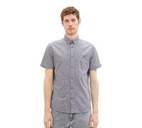 TOM TAILOR Herren 1038457 Kurzarm-Hemd mit Brusttasche, 29596-Navy White Structure, S