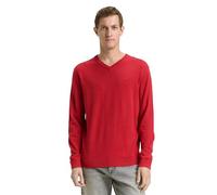 Tom Tailor Herren 1039811 Strickpullover mit V-Ausschnitt, 13686 - Salsa Red Non-solid, S
