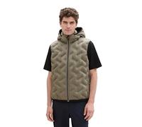 TOM TAILOR Herren 1041313 Hybrid Weste mit Kapuze, 32097-Smokey Olive Green, S