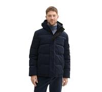 TOM TAILOR Herren 1042208 Pufferjacke mit Abnehmbarer Kapuze aus Cord-Stoff, 36511-Sky Captain Navy Corduroy, L