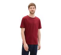 TOM TAILOR Herren 1043717 Basic T-Shirt mit kleinem Logoprint, 13721-Burgundy Dark Red, L