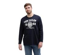 Langarmshirt TOM TAILOR PLUS, Herren, Gr. 5XL, sky captain blau, Single Jersey, Obermaterial: 100% Baumwolle, bedruckt, bequem hüftbedeckend, Rundhals, Shirts Langarmshirt, mit Logo-Stickerei (4168906