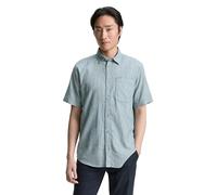 TOM TAILOR - Regular Fit Kurzarmhemd aus Baumwolle green slub structure M