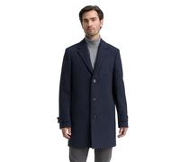 TOM TAILOR Herren Wollmantel mit Reverskragen, blau, Fischgrät, Gr. XXXL