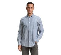 TOM TAILOR Herren 1047320 Regular Fit Hemd mit Streifenmuster, 38454-Teal Navy Stripe, XL