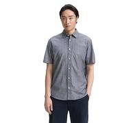 TOM TAILOR Herren 1047322 Regular Fit Kurzarmhemd aus Baumwolle, 28941-Navy Chambray, L