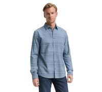 TOM TAILOR Herren 1047327 Regular Fit Hemd mit Streifenmuster, 38490-Teal Blue Varied Cross Stripe, L