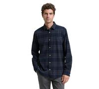 TOM TAILOR Herren 1047338 Regular Fit Hemd mit Logo-Stickerei, 38520-Navy Tonal Check, XXL