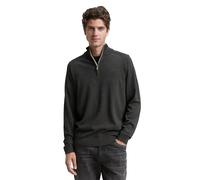 TOM TAILOR Herren 1047569 Troyer Strickpullover mit Logo-Stickerei, 10617-Black Grey Melange, M