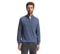 Tom Tailor Troyer Strickpullover Herren mit Logo-Stickerei vintage indigo-blau melange Größe L