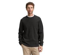 Tom Tailor Strickpullover STRUCTURED CREWNECK – 100% Baumwolle – Schwarz/Grau Melange – 3XL