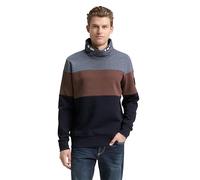 TOM TAILOR Herren 1047771 Snood Sweatshirt mit Colour Blocking, 10668-Sky Captain Blue, XXL