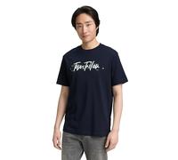 TOM TAILOR Herren 1047773 T-Shirt mit Logo-Print, 10668-Sky Captain Blue, S