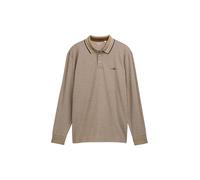 TOM TAILOR Herren 1047798 Langarm Piqué Poloshirt mit Logo-Print, 38607-Brown Cashew Beige Two Tone, 3XL