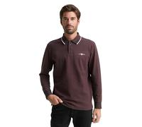 TOM TAILOR Herren 1047798 Langarm Piqué Poloshirt mit Logo-Print, 39222-Navy Mid Brown Two Tone, M