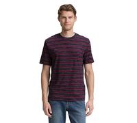 TOM TAILOR Herren 1047810 T-Shirt mit Streifenmuster, 38628-Navy Yarn Dye Stripe, XXL