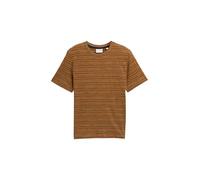 TOM TAILOR Herren 1047810 T-Shirt mit Streifenmuster, 38631-Deep Cognac Yarn Dye Stripe, M