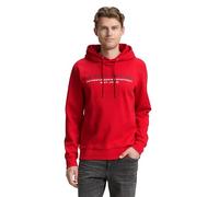 TOM TAILOR Herren 1047825 Hoodie Sweatshirt mit Logo-Print, 12830-Samba Red, M