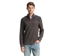 TOM TAILOR Herren 1048000 Troyer Strickpullover, 38662-Navy Cognac Cream Multi Color, S