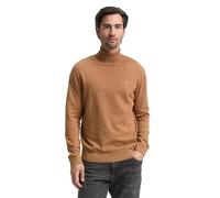 Rollkragenpullover TOM TAILOR, Herren, Gr. XL, mid braun melange, Strick, Obermaterial: 100% Baumwolle, unifarben, regular fit hüftbedeckend, Rundhals, Flachstrickbündchen, Pullover, im Strick-Design