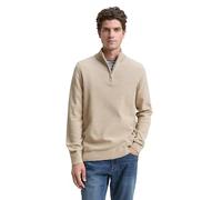 Tom Tailor - Troyer Strickpullover mit Struktur beige offwhite twotone - Gr. - XXXL