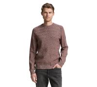 Strickpullover TOM TAILOR, Herren, Gr. M, grün (rot grün multicolor), Strick, Obermaterial: 100% Baumwolle, meliert, regular fit taillenbedeckt, Rundhals, Pullover, mit Logo Stickerei am Arm (43713906