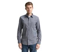 Langarmhemd TOM TAILOR, Herren, Gr. XXL, N-Gr, schwarz navy stripe, Web, Obermaterial: 100% Baumwolle, Strukturmuster, unifarben, slim fit normal, Manschette, Hemden, mit Brust Tasche (21771715-XXL) s