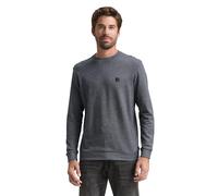 TOM TAILOR Herren 1048586 Langarmshirt mit Logo-Badge, 19932-Navy Grindle Structure, L