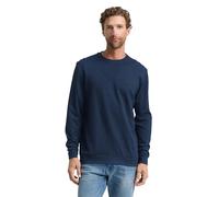 TOM TAILOR Herren 1048586 Langarmshirt mit Logo-Badge, 39218-Real Teal Grindle Structure, L