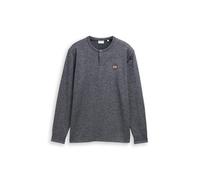 Tom Tailor - Henley Langarmshirt aus Baumwolle navy grindle structure - Gr. - L