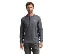 TOM TAILOR Herren 1048587 Henley Langarmshirt aus Baumwolle, 19932-Navy Grindle Structure, S