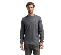 TOM TAILOR Herren 1048587 Henley Langarmshirt aus Baumwolle, 19932-Navy Grindle Structure, XXL